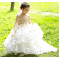 chica de alta calidad diseño de flor lleno barato vestidos de dama de honor elegante para niños vestido de novia de los niños largos